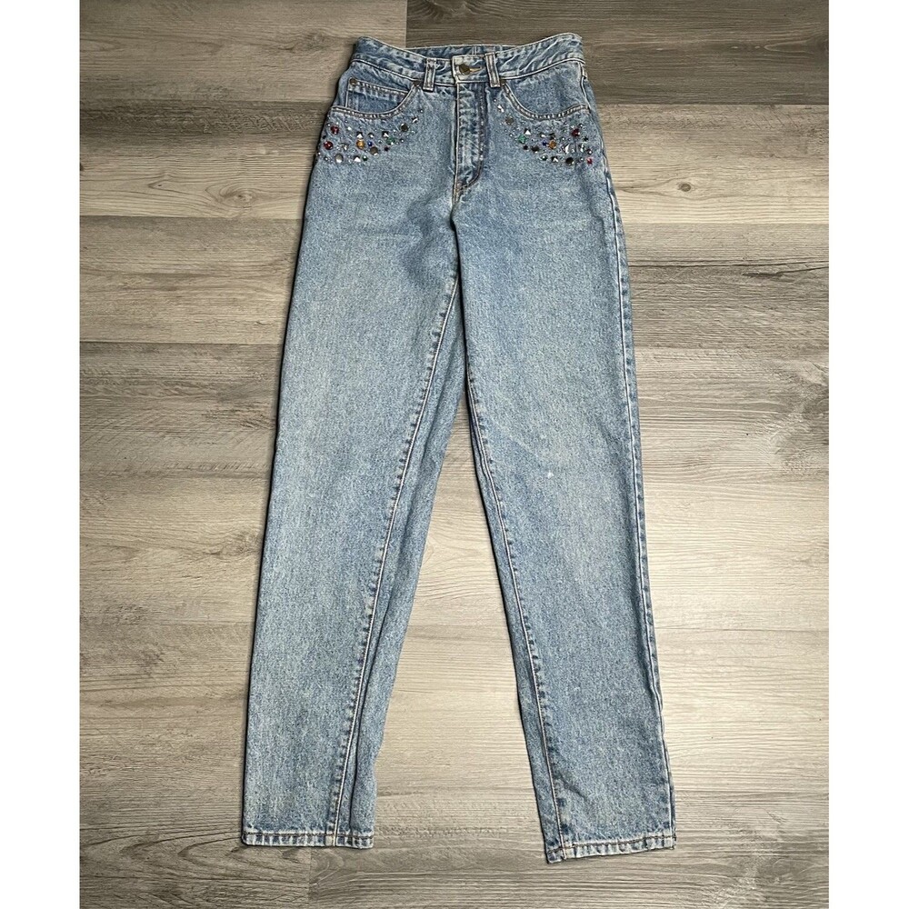 Vtg 80’s Pepe Betty Moms Jeans High-Rise Denim Studded Pockets Sz 11/29